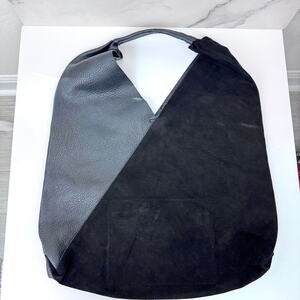 Anthro ShiraLeigh Womens Arden Vegan Slouchy Tote Handbag Black